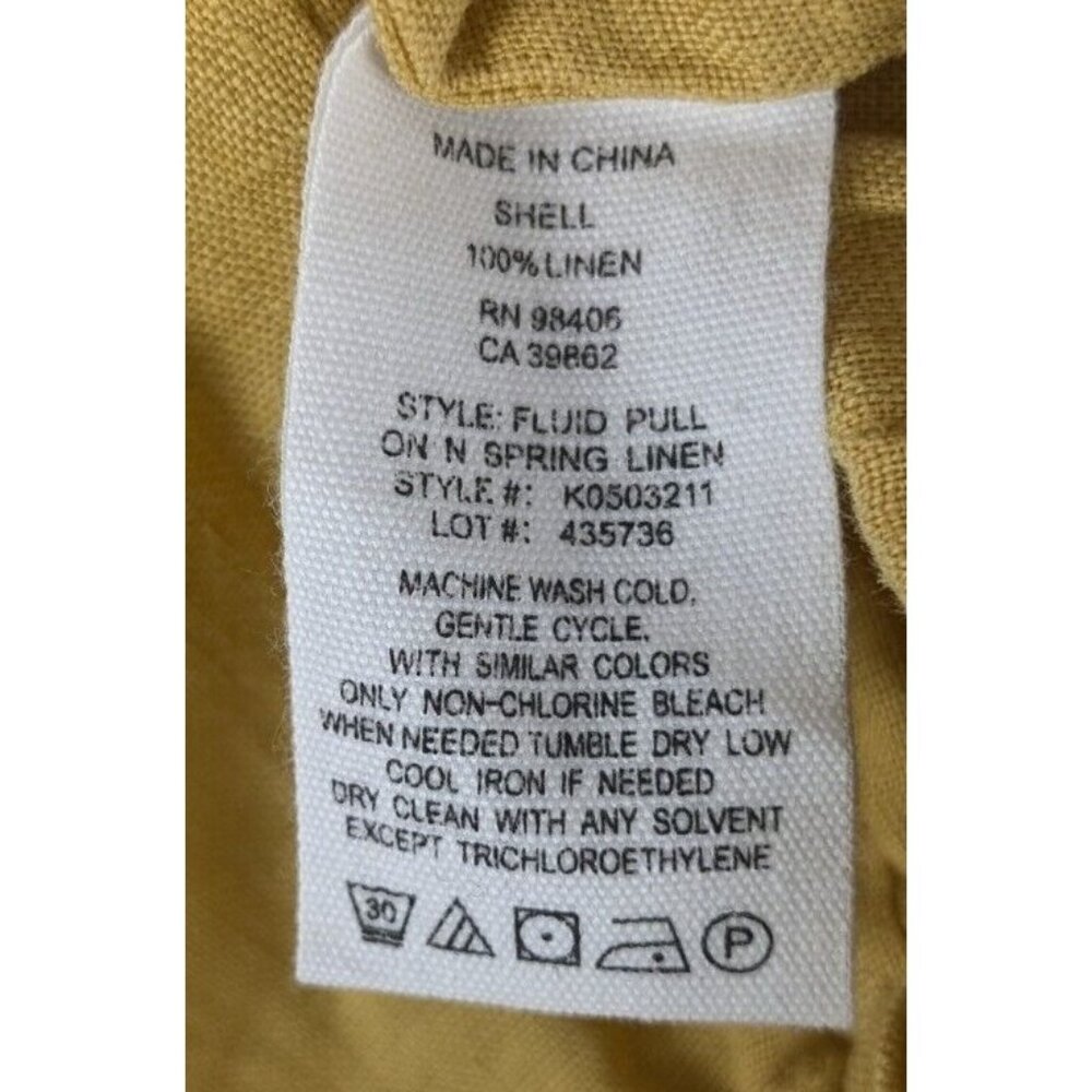 Theory Pants Women Large Yellow Linen Fluid Pull On N Spring Wide Leg Cropped - Picture 7 of 7